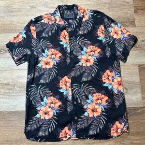 Men's MBX Resort Collection Short-Sleeve Floral ButtonUp Shirt Navy Peach Floral